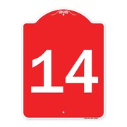 SIGNMISSION Designer Series Sign-Sign W/ Number 14, Red & White Aluminum Sign, 18" x 24", RW-1824-22908 A-DES-RW-1824-22908